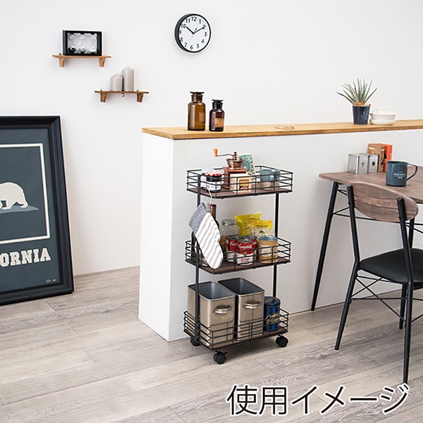 萩原 スリムワゴン 奥行25cm ブラック KR-3856BK 1台(ご注文単位1台)【直送品】