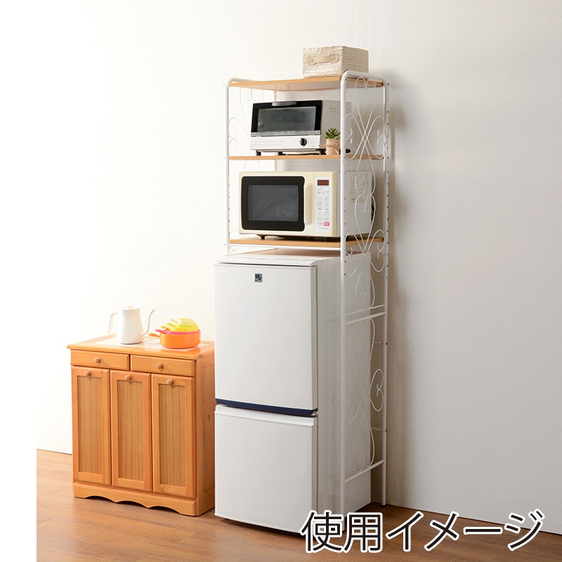 萩原 洗濯機ラック 幅58cm ホワイト KCC-3040WH 1台(ご注文単位1台)【直送品】