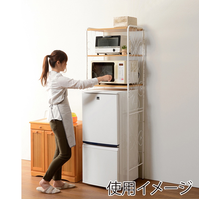 萩原 洗濯機ラック 幅58cm ホワイト KCC-3040WH 1台(ご注文単位1台)【直送品】