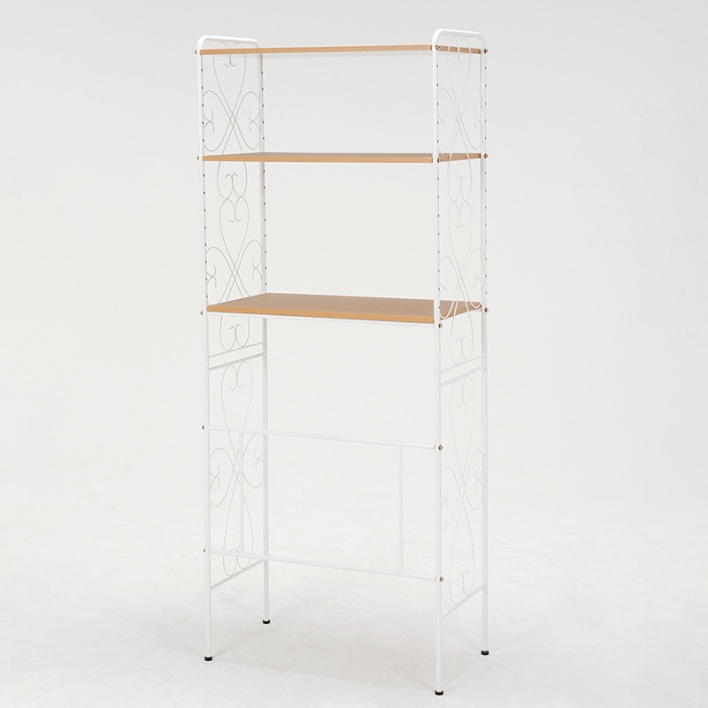 萩原 洗濯機ラック 幅75cm ホワイト KCC-3041WH 1台(ご注文単位1台)【直送品】