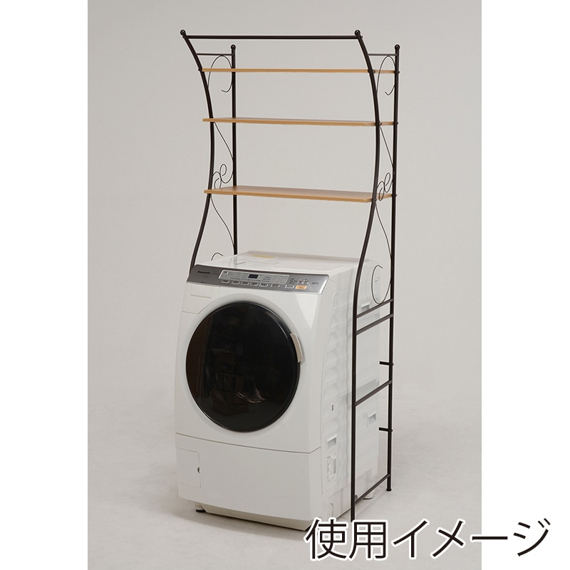 萩原 洗濯機ラック 幅75cm ブラウン KCC-3028BR 1台(ご注文単位1台)【直送品】