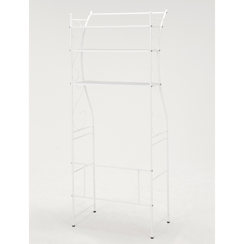 萩原 洗濯機ラック 幅75cm 3段 ホワイト KCC-3028WH 1台(ご注文単位1台)【直送品】