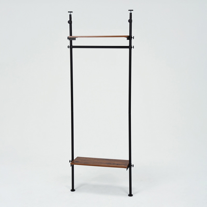 萩原 突っ張りハンガーラック　幅70cm ブラウン×ブラック KTR-3151BR 1台（ご注文単位1台）【直送品】