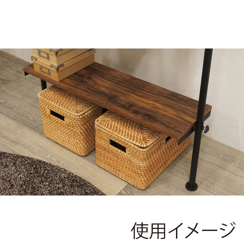 萩原 突っ張りハンガーラック　幅70cm ブラウン×ブラック KTR-3151BR 1台（ご注文単位1台）【直送品】