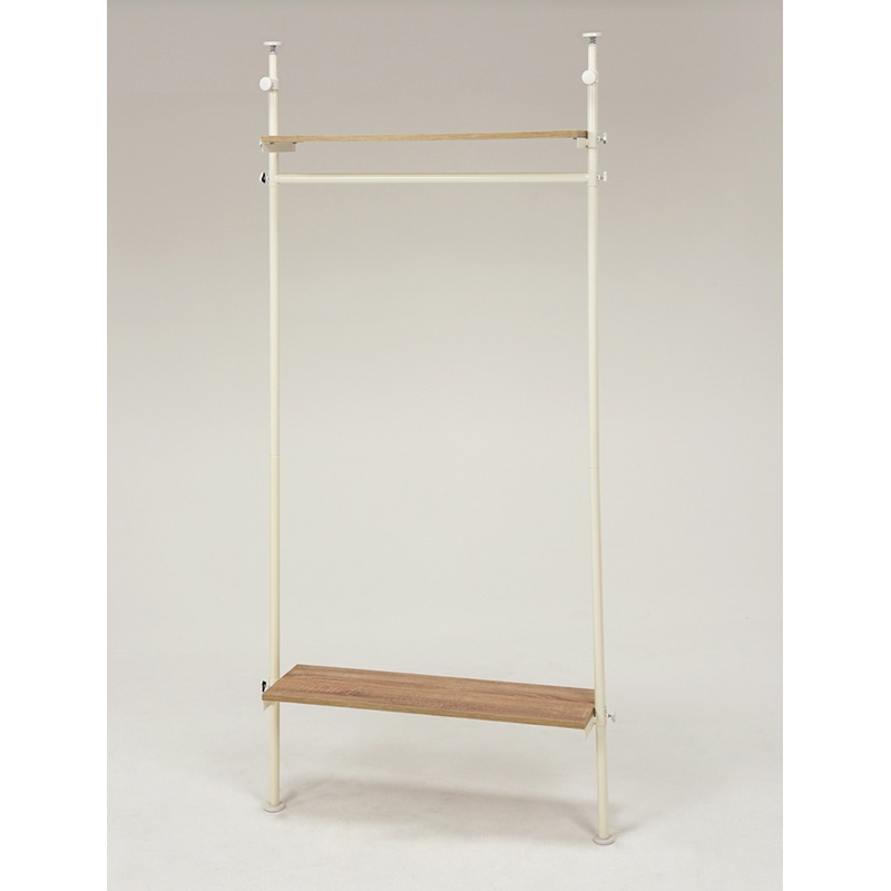 萩原 突っ張りハンガーラック 幅90cm ナチュラル×ホワイト KTR-3152WH 1台(ご注文単位1台)【直送品】