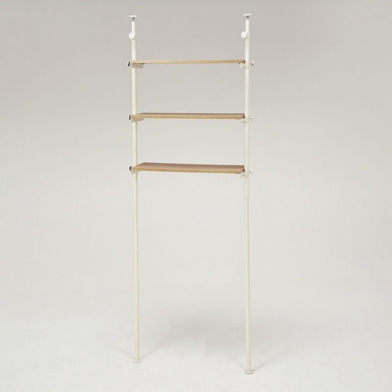 萩原 突っ張り洗濯機ラック 幅70cm ナチュラル×ホワイト KTR-3153WH 1台(ご注文単位1台)【直送品】