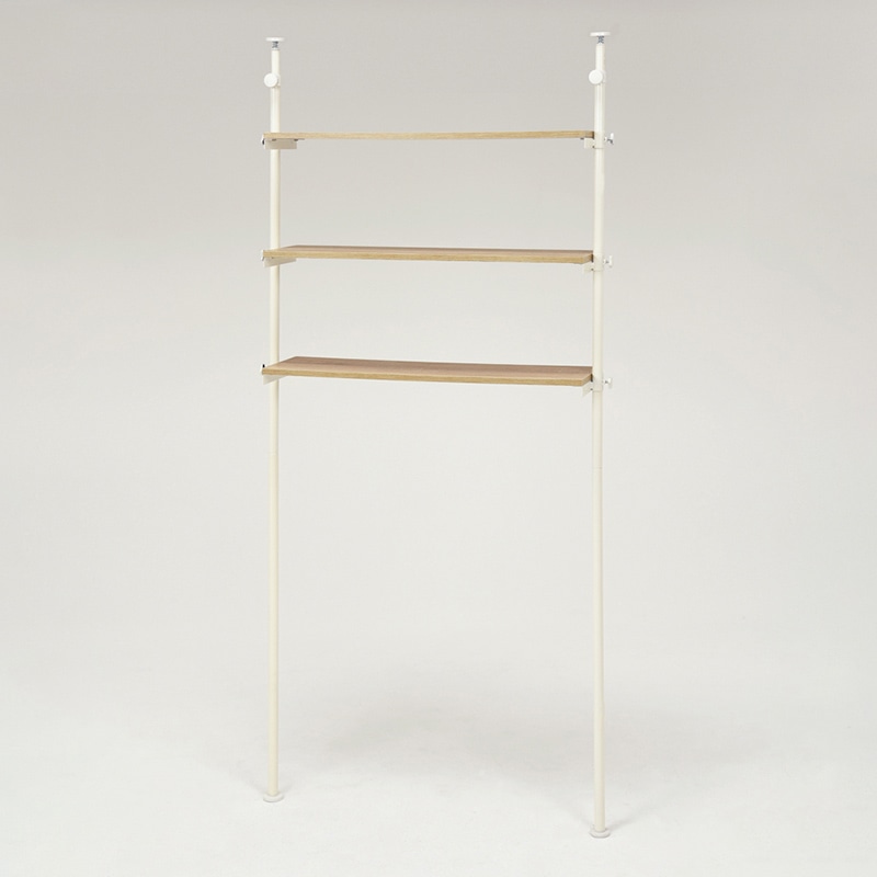 萩原 突っ張り洗濯機ラック 幅90cm ナチュラル×ホワイト KTR-3154WH 1台(ご注文単位1台)【直送品】