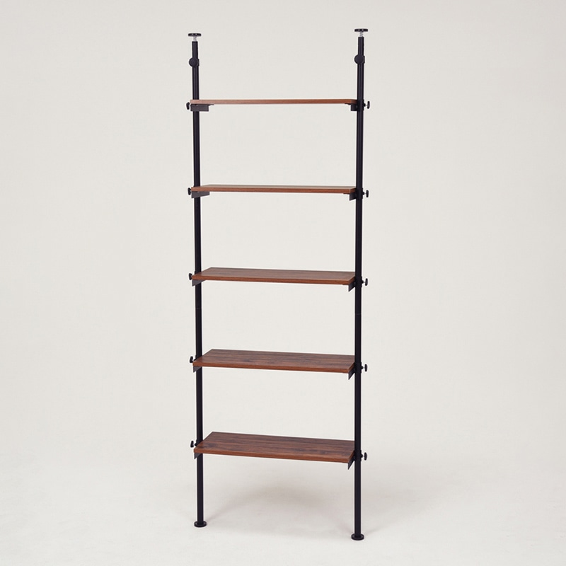 萩原 突っ張り5段ラック 幅70cm ブラウン×ブラック KTR-3155BR 1台(ご注文単位1台)【直送品】