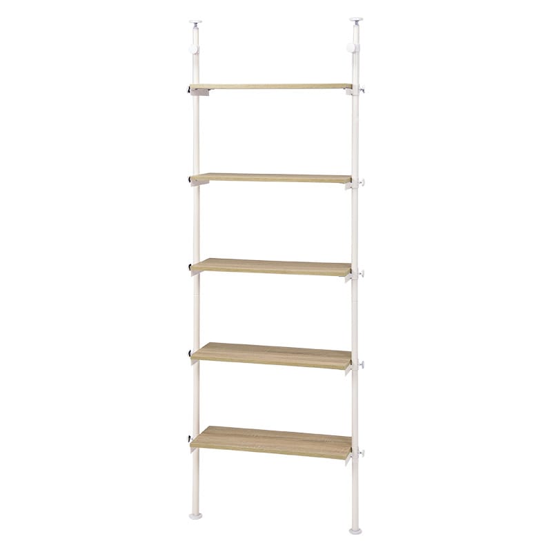 萩原 突っ張り5段ラック　幅70cm ナチュラル×ホワイト KTR-3155WH 1台（ご注文単位1台）【直送品】