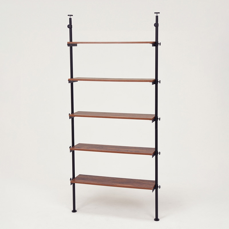萩原 突っ張り5段ラック 幅90cm ブラウン×ブラック KTR-3156BR 1台(ご注文単位1台)【直送品】