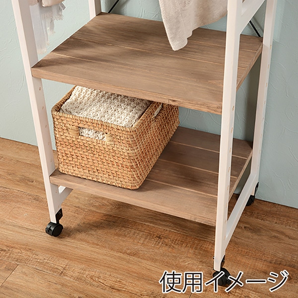 萩原 ハンガーラック 幅56cm ホワイトウォッシュ×ライトブラウン MHR-6250NIV 1台(ご注文単位1台)【直送品】