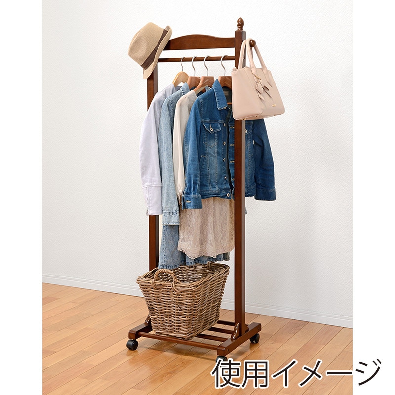 萩原 ハンガーラック 幅60cm キャスター付 ブラウン VR-7237BR 1台(ご注文単位1台)【直送品】