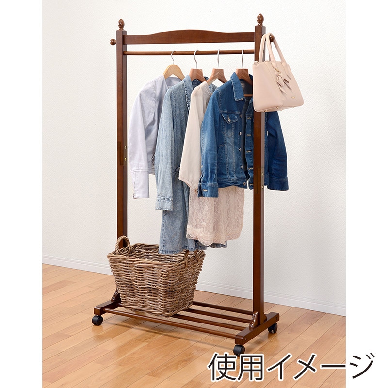 萩原 ハンガーラック　幅90cm　キャスター付 ブラウン VR-7238BR 1台（ご注文単位1台）【直送品】