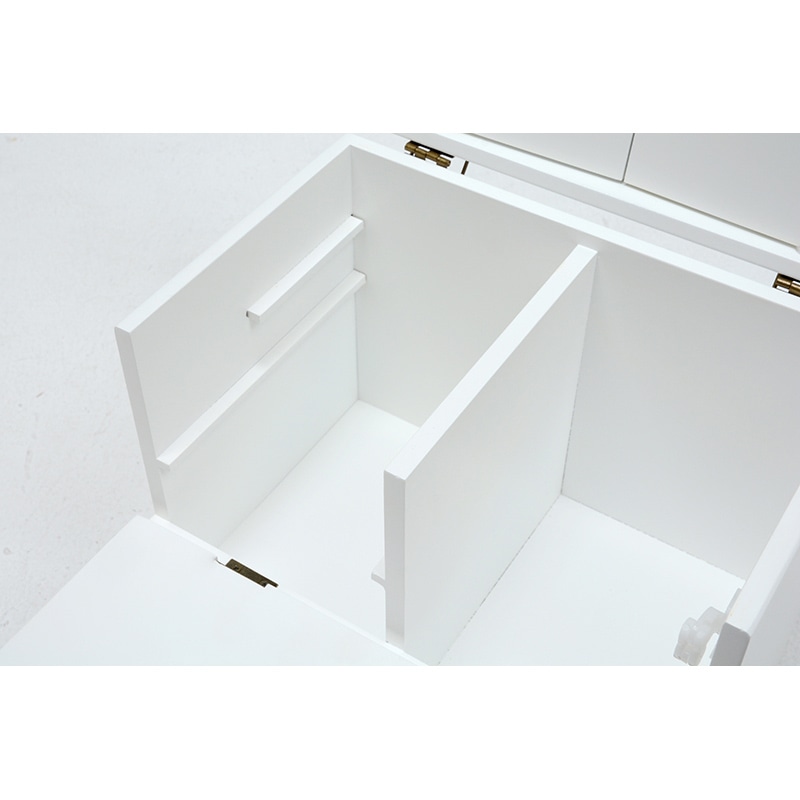 萩原 コスメボックス 三面鏡付き ホワイト MUD-6740WH 1台(ご注文単位1台)【直送品】