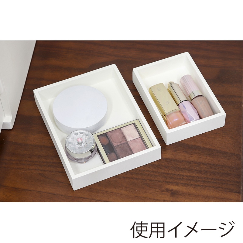 萩原 コスメボックス 三面鏡付き ホワイト MUD-6740WH 1台(ご注文単位1台)【直送品】