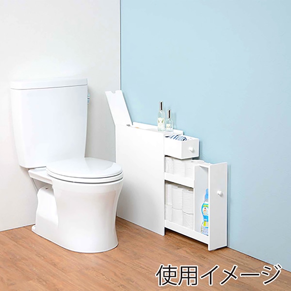 萩原 トイレラック スリム 幅14cm ホワイト MTR-6569WH 1台(ご注文単位1台)【直送品】