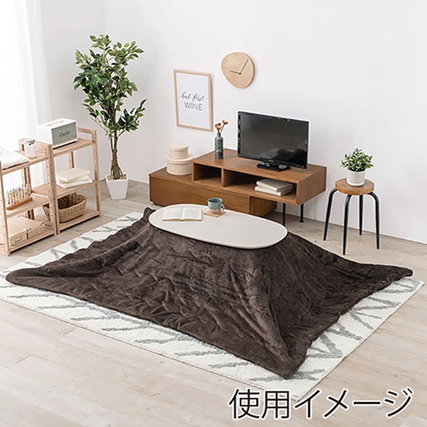 萩原 カルミナ折りたたみ楕円形こたつ うす掛け布団セット ホワイトウォッシュ×ブラウン カルミナ950WS+ビケ950BR 1セット(ご注文単位1セット)【直送品】