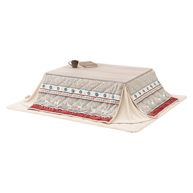 萩原 こたつ+うす掛け布団 3点セット 105×75cm グレイッシュ／ノルディックレッド KOT-7350-105+ユイ105ノル 1セット（ご注文単位1セット）【直送品】