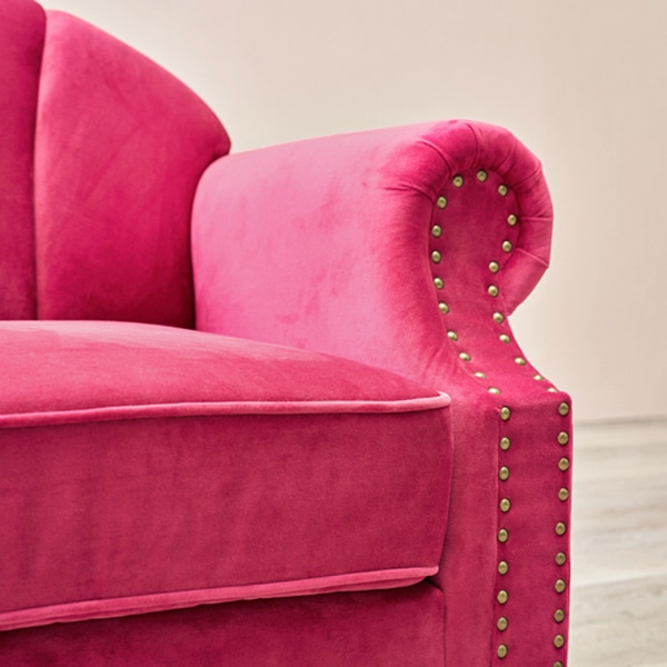 萩原 ベロア調ソファ 1人掛け ピンク ルコ1P-PI 1台(ご注文単位1台)【直送品】