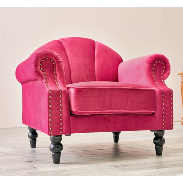 萩原 ベロア調ソファ 1人掛け ピンク ルコ1P-PI 1台(ご注文単位1台)【直送品】