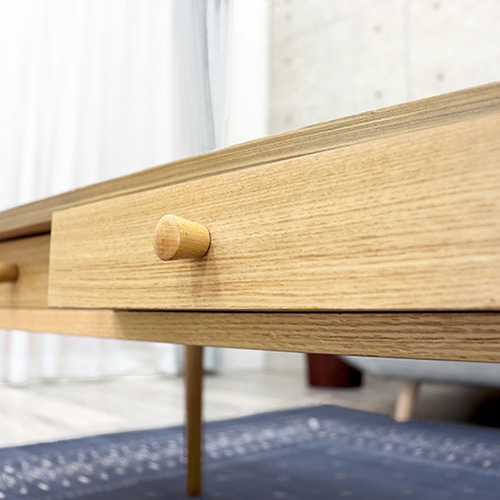 萩原 引き出し付きテーブル オーバル 幅110cm ナチュラル MT-6352NA 1台(ご注文単位1台)【直送品】