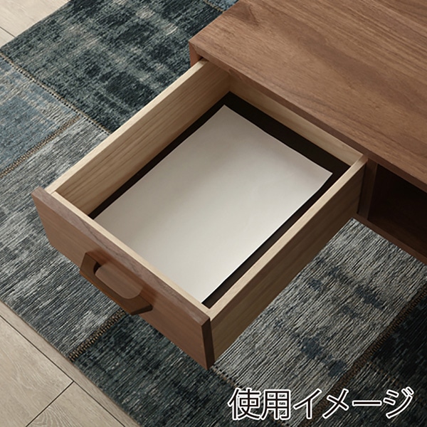 萩原 ローテーブル 幅80cm 片側引き出しタイプ ブラウン MT-6540BR 1台(ご注文単位1台)【直送品】