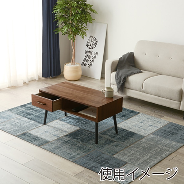 萩原 ローテーブル 幅80cm 片側引き出しタイプ ブラウン MT-6540BR 1台(ご注文単位1台)【直送品】