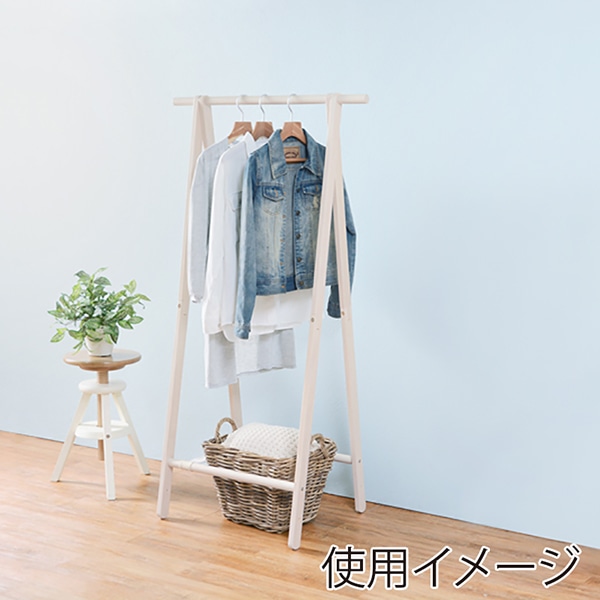 萩原 折りたたみ式ハンガーラック　幅80cm ホワイトウォッシュ MHR-6034WS 1台（ご注文単位1台）【直送品】
