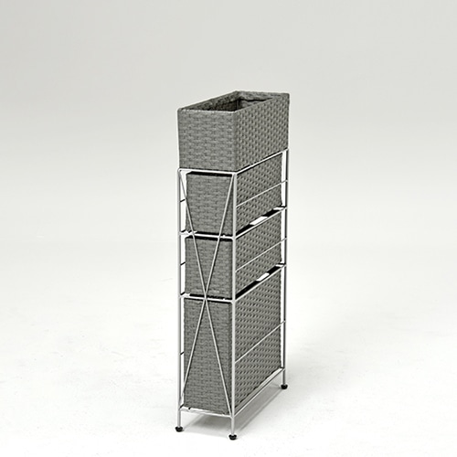 萩原 ランドリーラック 幅15.5cm 3杯 グレー RAN-2405GY 1台(ご注文単位1台)【直送品】