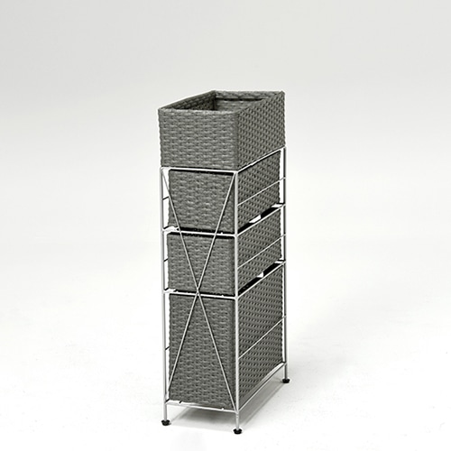 萩原 ランドリーラック 幅20.5cm 4杯 グレー RAN-2406GY 1台(ご注文単位1台)【直送品】