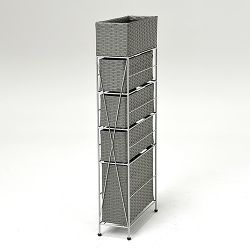 萩原 ランドリーラック 幅15.5cm 4杯 グレー RAN-2407GY 1台(ご注文単位1台)【直送品】