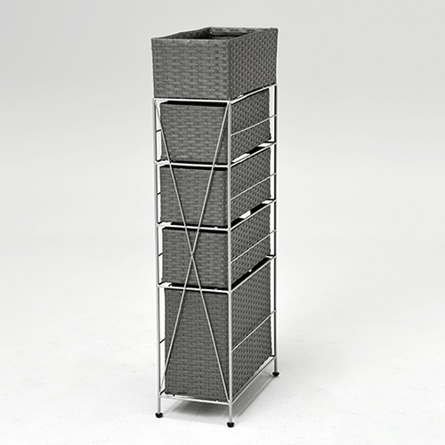 萩原 ランドリーラック 幅20.5cm 4杯 グレー RAN-2408GY 1台(ご注文単位1台)【直送品】