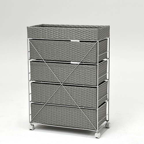 萩原 ランドリー 幅60.5cm ロータイプ キャスター付 グレー RAN-2413GY 1台(ご注文単位1台)【直送品】