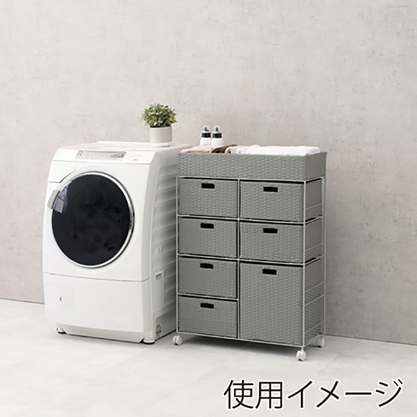 萩原 ランドリーラック 幅70.5cm 7杯 キャスター付 グレー RAN-2418GY 1台(ご注文単位1台)【直送品】