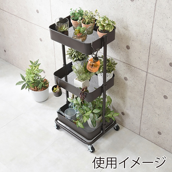 萩原 マルチワゴン 幅42cm ダークブラウン KR-3366DBR 1台(ご注文単位1台)【直送品】