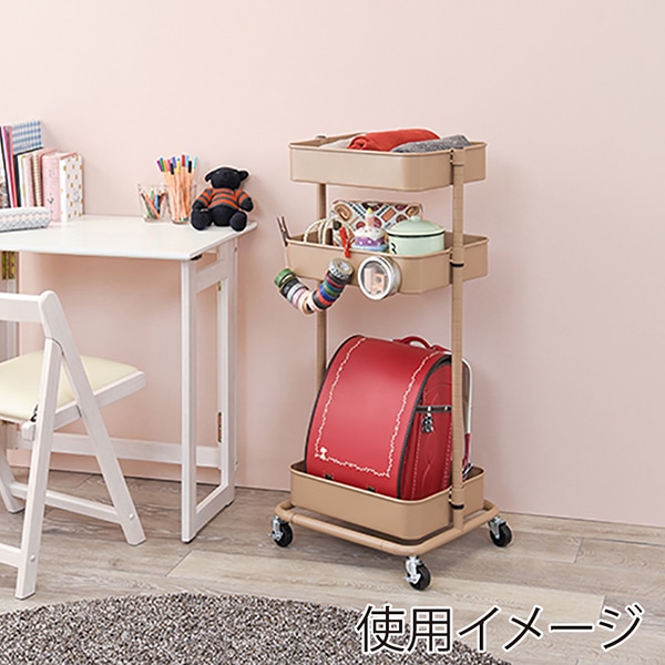 萩原 マルチワゴン 幅42cm キャラメルブラウン KR-3366LT 1台(ご注文単位1台)【直送品】