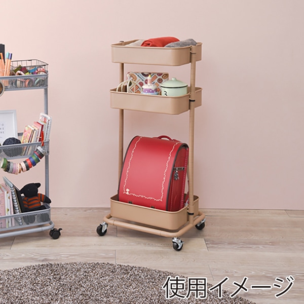 萩原 マルチワゴン 幅42cm キャラメルブラウン KR-3366LT 1台(ご注文単位1台)【直送品】