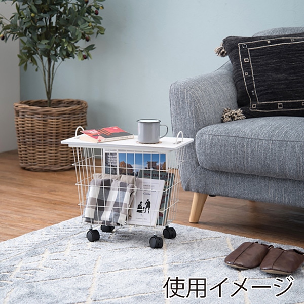 萩原 サイドテーブルワゴン ホワイト KR-3858WH 1台(ご注文単位1台)【直送品】