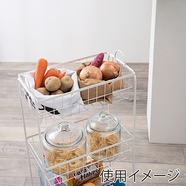 萩原 テーブルワゴン 3段 ホワイト KR-3859WH 1台(ご注文単位1台)【直送品】