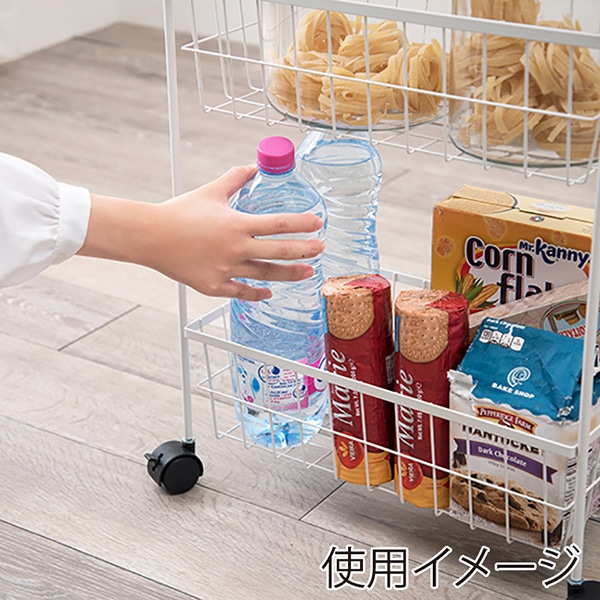 萩原 テーブルワゴン 3段 ホワイト KR-3859WH 1台(ご注文単位1台)【直送品】