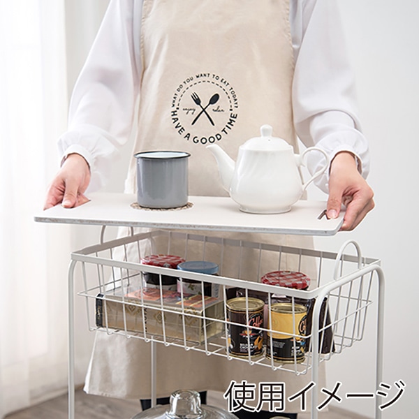 萩原 テーブルワゴン 3段 ホワイト KR-3859WH 1台(ご注文単位1台)【直送品】