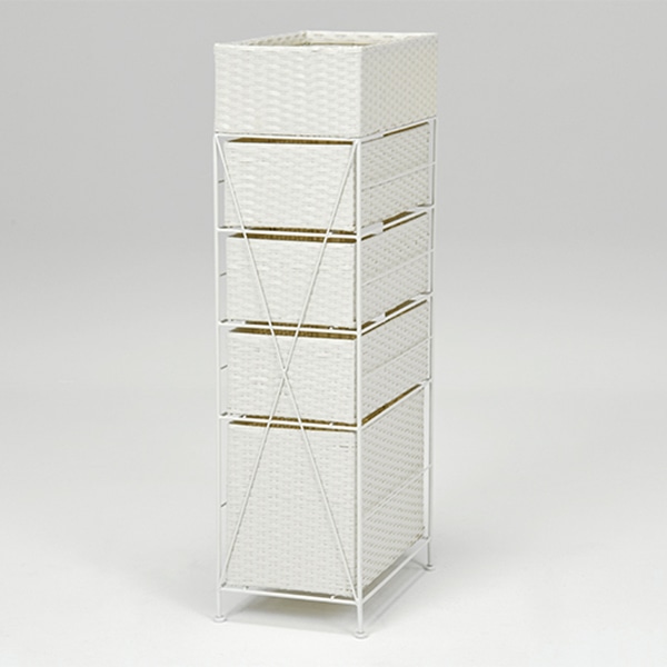 萩原 ランドリーラック 幅25.5cm 4杯 ホワイト RAN-2421WH 1台(ご注文単位1台)【直送品】