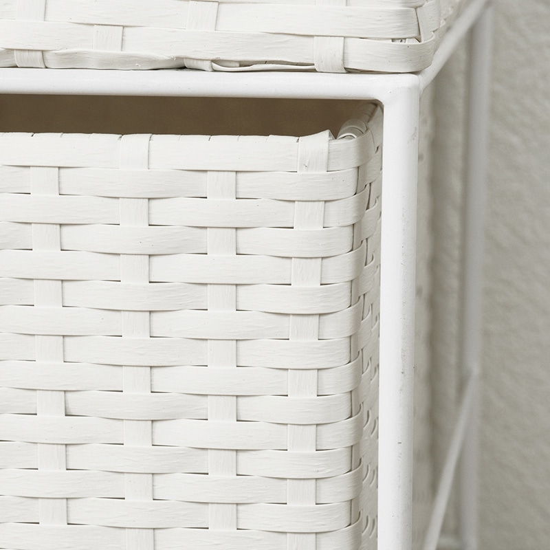 萩原 ランドリーラック 幅25.5cm 4杯 ホワイト RAN-2421WH 1台(ご注文単位1台)【直送品】