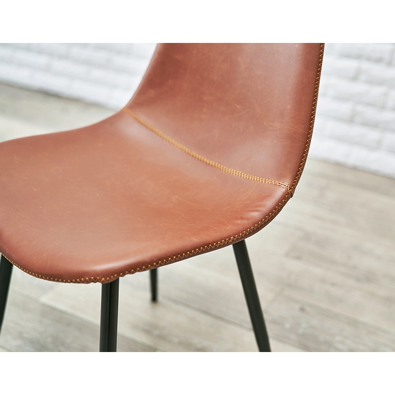 萩原 本革調チェア Aタイプ ブラウン LC-4234BR-2 1台(ご注文単位2台)【直送品】