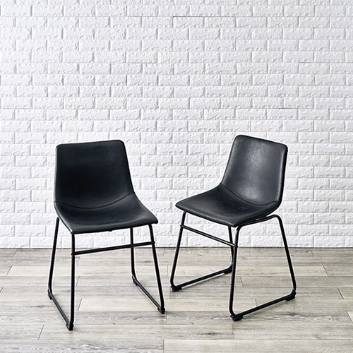 萩原 本革調チェア Bタイプ　ブラック LC-4235BK-2 1台（ご注文単位2台）【直送品】