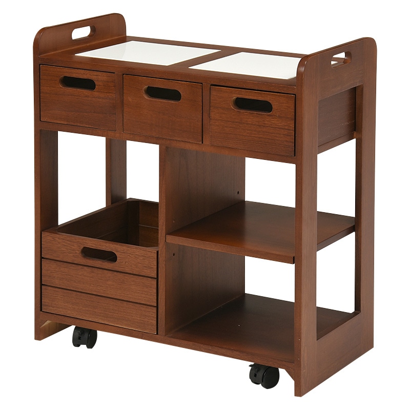 萩原 キッチンワゴン 幅56cm ブラウン MUD-6410BR 1台(ご注文単位1台)【直送品】
