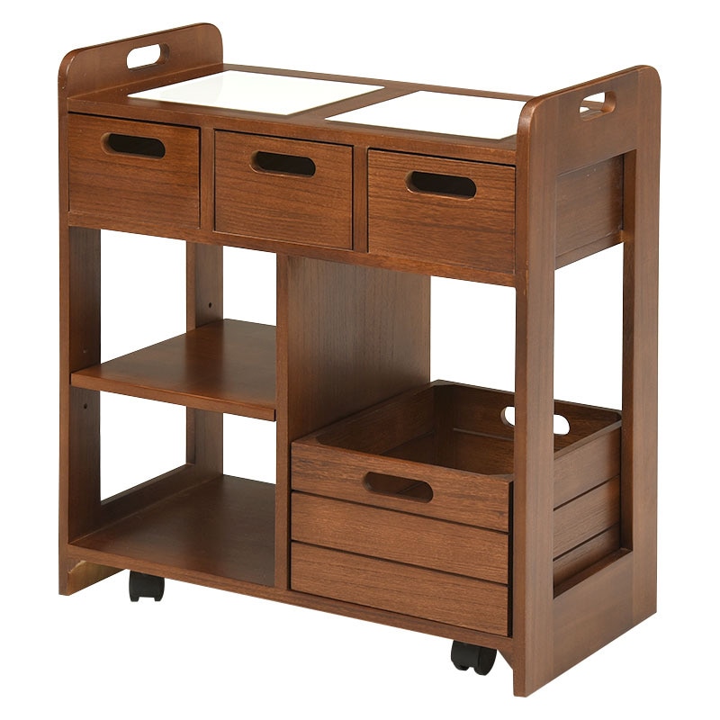 萩原 キッチンワゴン 幅56cm ブラウン MUD-6410BR 1台(ご注文単位1台)【直送品】