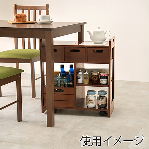 萩原 キッチンワゴン 幅56cm ブラウン MUD-6410BR 1台(ご注文単位1台)【直送品】