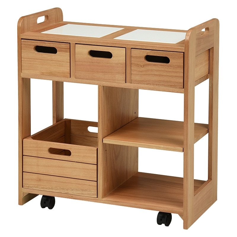 萩原 キッチンワゴン 幅56cm ナチュラル MUD-6410NA 1台(ご注文単位1台)【直送品】