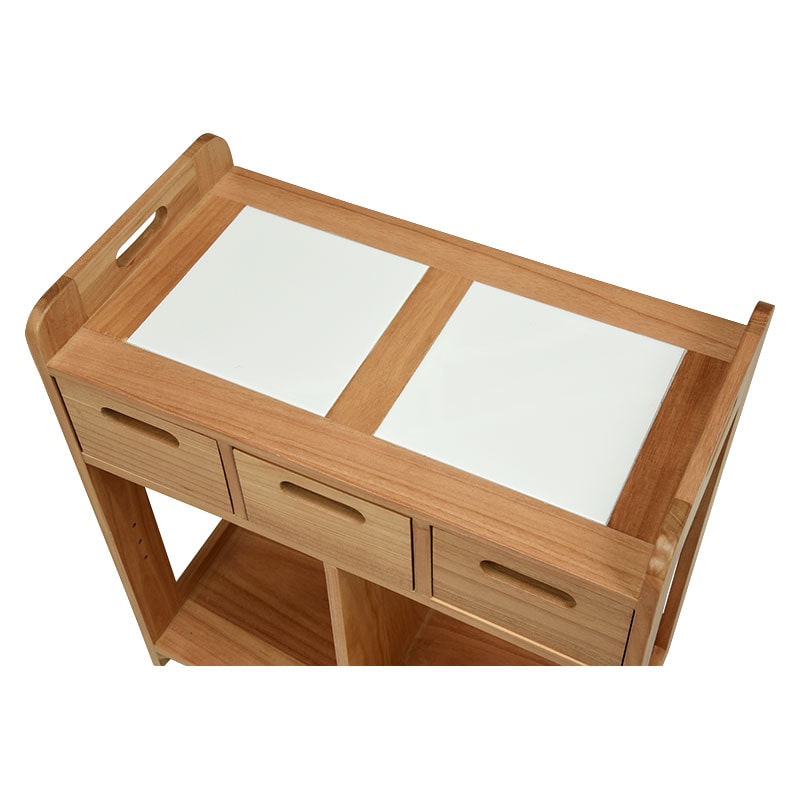 萩原 キッチンワゴン 幅56cm ナチュラル MUD-6410NA 1台(ご注文単位1台)【直送品】